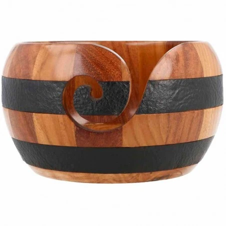 Cuenco De Madera Para Lana Con Adorno De Cuero 15x9 Cm - Scheepjes 3 Cuenco De Madera Para Lana Con Adorno De Cuero 15x9 Cm - Scheepjes