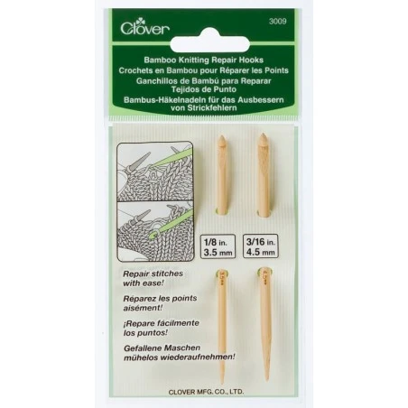 Ganchillos De Bambu Para Reparar Puntos - Clover 3 Ganchillos De Bambu Para Reparar Puntos - Clover