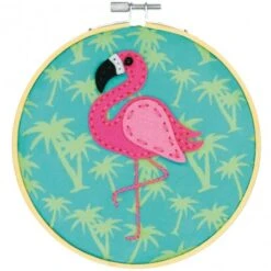 Kit Aplique De Fieltro Con Bastidor - Flamingo - Dimensions