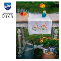 Kit Bordado Camino Mesa - Lavanda Y Flores Silvestres - Vervaco -Las Tijeras Magicas Tienda kit bordado camino mesa lavanda y flores vervaco 2