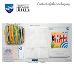 Kit Cojín Bordado Punto Largo - Playa - Vervaco -Las Tijeras Magicas Tienda kit cojin bordado punto largo playa vervaco 2