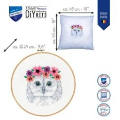 Kit De Bordado - Búho Con Flores - Vervaco -Las Tijeras Magicas Tienda kit de bordado buho con flores vervaco 1