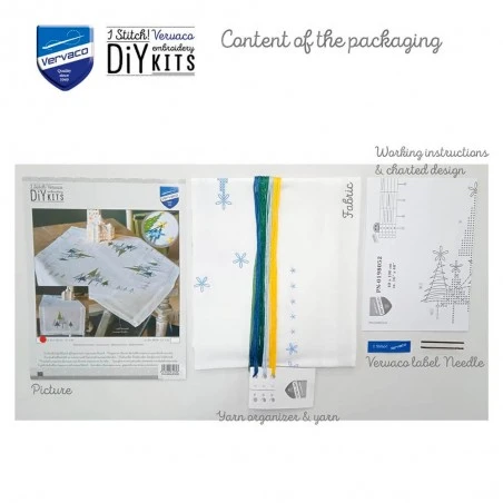 Kit De Bordado Camino De Mesa - Pinos Modernos - Vervaco 5 Kit De Bordado Camino De Mesa - Pinos Modernos - Vervaco - Imagen 3