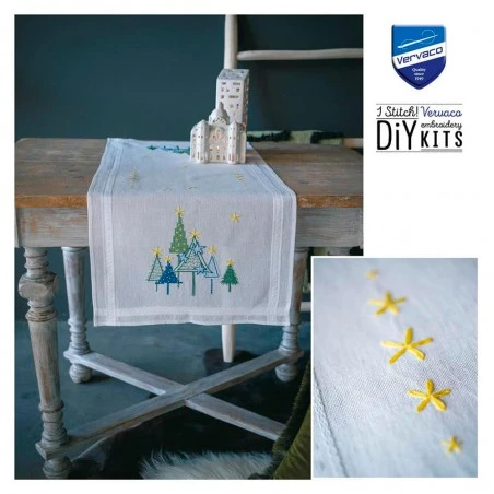 Kit De Bordado Camino De Mesa - Pinos Modernos - Vervaco 6 Kit De Bordado Camino De Mesa - Pinos Modernos - Vervaco - Imagen 4