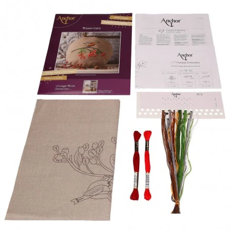 Kit De Bordado Cojín Redondo - Vintage Birds - Anchor 5 Kit De Bordado Cojín Redondo - Vintage Birds - Anchor - Imagen 3