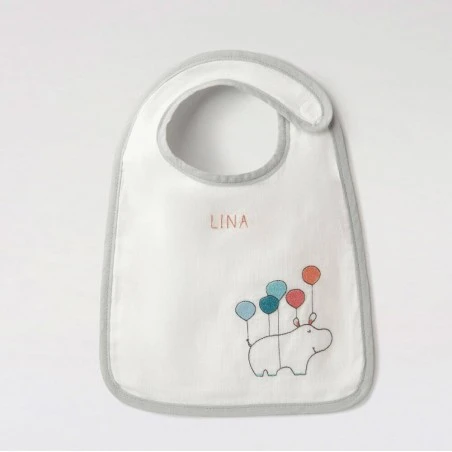 Kit De Babero Para Bordar - Hipopótamo Volador - DMC 3 Kit De Babero Para Bordar - Hipopótamo Volador - DMC