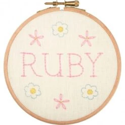 Kit De Bordado Libre + Bastidor - Baby Name Plate - Anchor