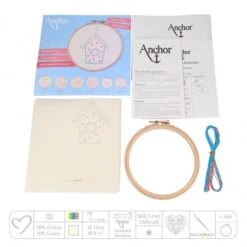 Kit De Bordado Libre + Bastidor - Bird House - Anchor -Las Tijeras Magicas Tienda kit de bordado libre bastidor bird house anchor 1
