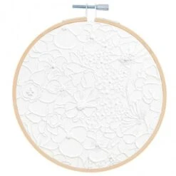 Kit De Bordado Lineal Con Bastidor - Flores Blancas - Rico Design