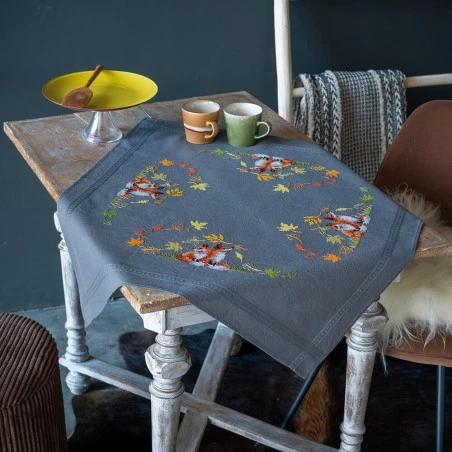 Kit De Bordado Mantel - Zorros En Otoño - Vervaco 5 Kit De Bordado Mantel - Zorros En Otoño - Vervaco - Imagen 3