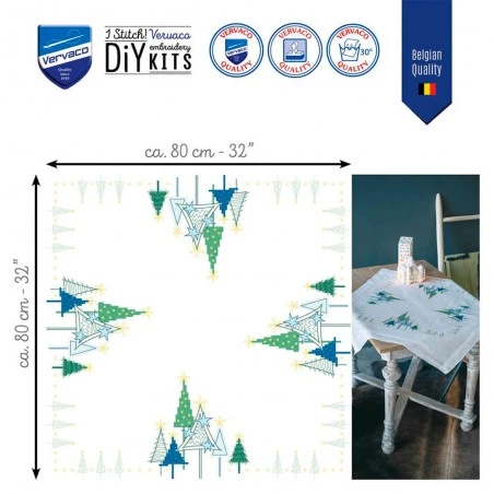 Kit De Bordado Mantel - Pinos Modernos - Vervaco 4 Kit De Bordado Mantel - Pinos Modernos - Vervaco - Imagen 2