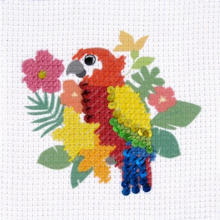 Kit De Bordado Medio Punto - Loro - DMC 4 Kit De Bordado Medio Punto - Loro - DMC - Imagen 2