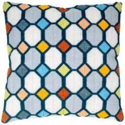 Kit De Bordado Punto Largo - Cojín Con Cuadros - Vervaco