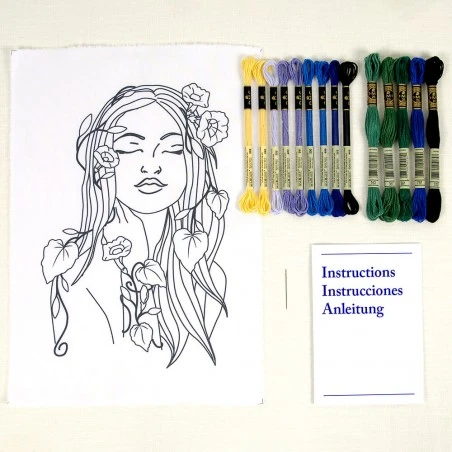 Kit De Bordado - Retrato Con Ipomeas - DMC 4 Kit De Bordado - Retrato Con Ipomeas - DMC - Imagen 2