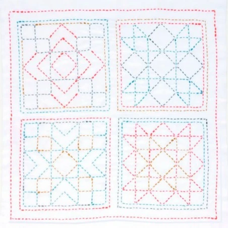 Kit De Bordado Sashiko - America Sampler Square -Tulip 3 Kit De Bordado Sashiko - America Sampler Square -Tulip