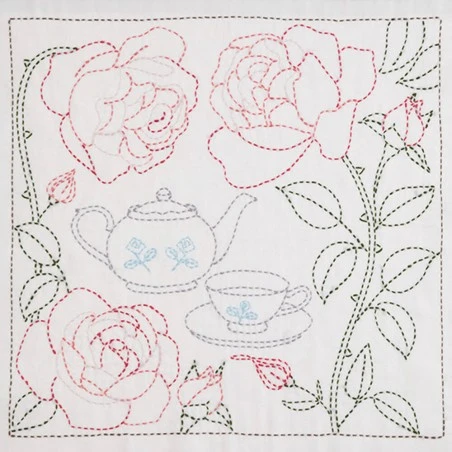 Kit De Bordado Sashiko - England. Tea Time Surrounded By Roses - Tulip 3 Kit De Bordado Sashiko - England. Tea Time Surrounded By Roses - Tulip