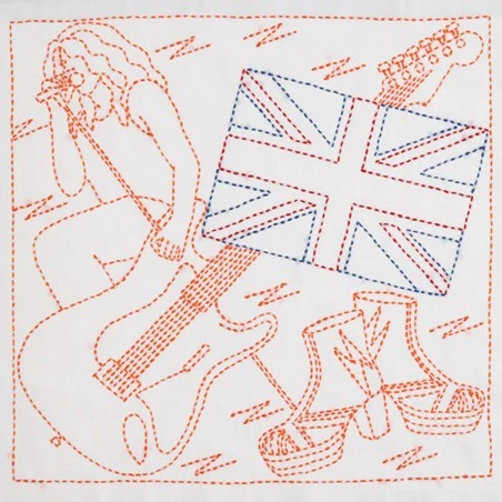 Kit De Bordado Sashiko - England. The Union Jack And Rock 'n' Roll - Tulip 3 Kit De Bordado Sashiko - England. The Union Jack And Rock 'n' Roll - Tulip