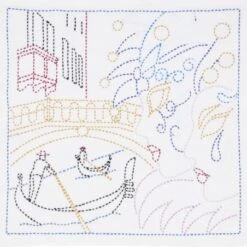 Kit De Bordado Sashiko - Italy. Gondolas In Venice - Tulip