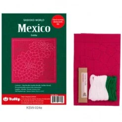 Kit De Bordado Sashiko - Mexico Dahlia - Tulip