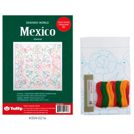 Kit De Bordado Sashiko - Mexico Quetzal - Tulip 3 Kit De Bordado Sashiko - Mexico Quetzal - Tulip