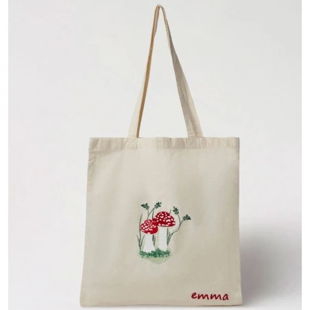 Kit De Bordado - Tote Bag Con Champiñones - DMC 3 Kit De Bordado - Tote Bag Con Champiñones - DMC