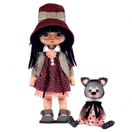 Kit De Costura Muñeca - Girl With A Cat 3 Kit De Costura Muñeca - Girl With A Cat