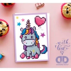 Kit De Diamond Painting - Tarjeta De Felicitación - Baby Unicorn - Diamond Dotz