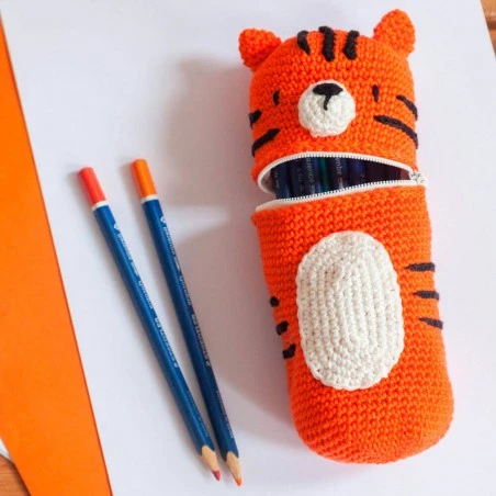 Kit De Ganchillo Estuche Para Lápices - Tigre - Anchor 3 Kit De Ganchillo Estuche Para Lápices - Tigre - Anchor