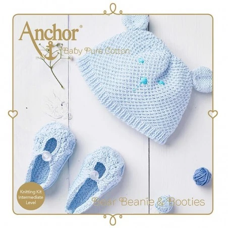 Kit De Punto Gorro Y Zapatos - My First Layette - Anchor 3 Kit De Punto Gorro Y Zapatos - My First Layette - Anchor