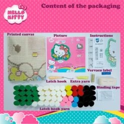 Kit De Latch Hook- Alfombra - Hello Kitty Guiño - Vervaco -Las Tijeras Magicas Tienda kit de latch hook alfombra hello kitty alegre vervaco 2