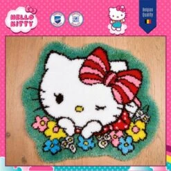 Kit De Latch Hook- Alfombra - Hello Kitty Guiño - Vervaco -Las Tijeras Magicas Tienda kit de latch hook alfombra hello kitty alegre vervaco 3