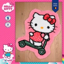 Kit De Latch Hook - Alfombra Hello Kitty En Patinete - Vervaco -Las Tijeras Magicas Tienda kit de latch hook alfombra hello kitty en patinete vervaco 3