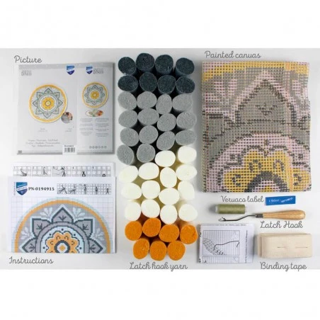 Kit De Latch Hook Alfombra Mandala - Vervaco 5 Kit De Latch Hook Alfombra Mandala - Vervaco - Imagen 3