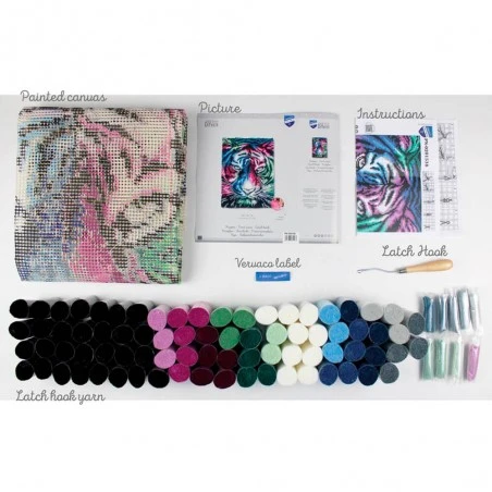 Kit De Latch Hook Alfombra Tigre - Vervaco 4 Kit De Latch Hook Alfombra Tigre - Vervaco - Imagen 2