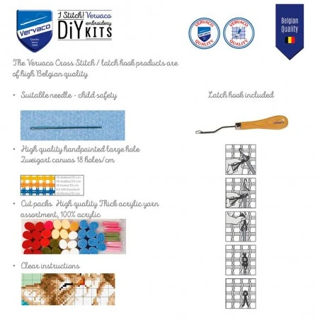 Kit De Latch Hook Alfombra Tigre - Vervaco 5 Kit De Latch Hook Alfombra Tigre - Vervaco - Imagen 3