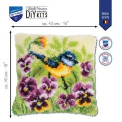 Kit De Latch Hook - Blue Tit On Pansies - Vervaco