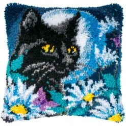 Kit De Latch Hook Cojín Gato En La Noche - Vervaco