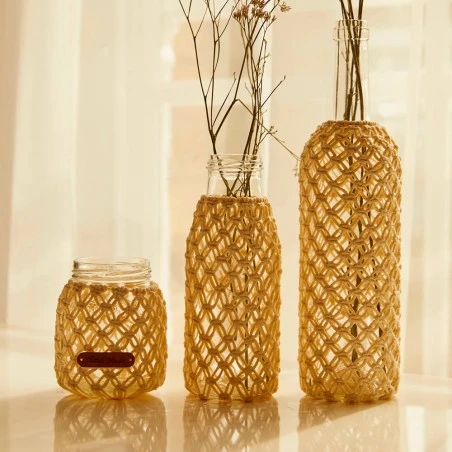 Kit De Macramé - Frascos Decorados - DMC 3 Kit De Macramé - Frascos Decorados - DMC