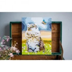 Kit De Pintar Por Números - Gato Del Bosque - Lanarte -Las Tijeras Magicas Tienda kit de pintar con numeros forest cat lanarte 2