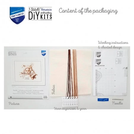 Kit De Punto Cruz - Bebé Con Conejo De Peluche - Vervaco 5 Kit De Punto Cruz - Bebé Con Conejo De Peluche - Vervaco - Imagen 3