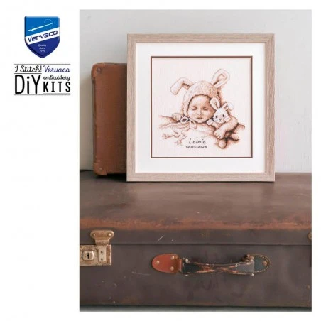 Kit De Punto Cruz - Bebé Con Conejo De Peluche - Vervaco 6 Kit De Punto Cruz - Bebé Con Conejo De Peluche - Vervaco - Imagen 4