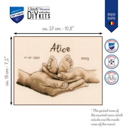 Kit De Punto Cruz - Manos Y Pies - Vervaco 4 Kit De Punto Cruz - Manos Y Pies - Vervaco - Imagen 2