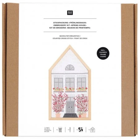 Kit De Punto De Cruz Casa De Madera - Spring House - Rico Design 4 Kit De Punto De Cruz Casa De Madera - Spring House - Rico Design - Imagen 2