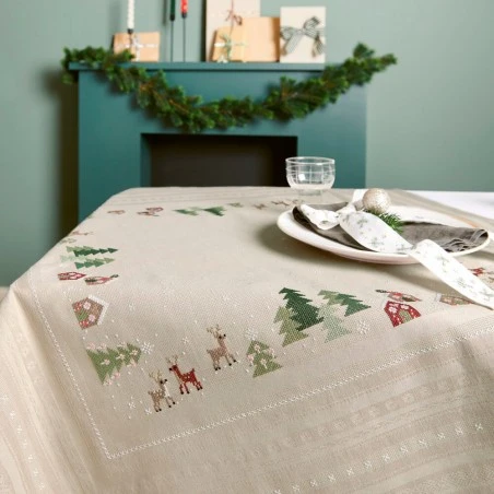 Kit De Punto De Cruz - Mantel Con Paisajes De Invierno - Rico Design 3 Kit De Punto De Cruz - Mantel Con Paisajes De Invierno - Rico Design