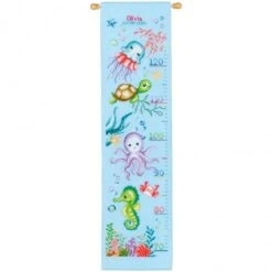 Kit De Punto De Cruz Medidor De Altura Para Niños - Animales Marinos - Vervaco