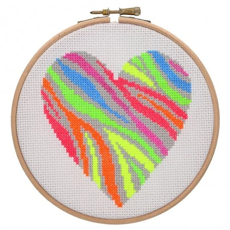 Kit De Punto De Cruz - Neon Zebra Heart - Anchor 4 Kit De Punto De Cruz - Neon Zebra Heart - Anchor - Imagen 2