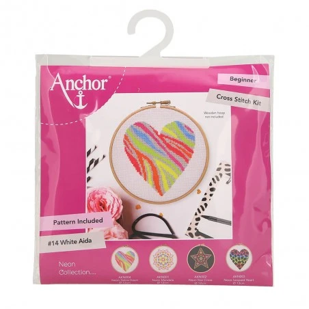 Kit De Punto De Cruz - Neon Zebra Heart - Anchor 5 Kit De Punto De Cruz - Neon Zebra Heart - Anchor - Imagen 3