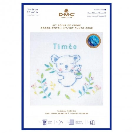 Kit De Punto De Cruz Para Bordar Nombre - Koala - DMC 4 Kit De Punto De Cruz Para Bordar Nombre - Koala - DMC - Imagen 2