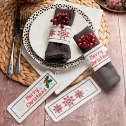 Kit De Punto De Cruz Servilleteros Para Navidad - Anchor