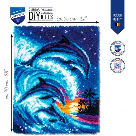 Kit Latch Hook - Delfines En Una Atmósfera Tropical - Vervaco 4 Kit Latch Hook - Delfines En Una Atmósfera Tropical - Vervaco - Imagen 2